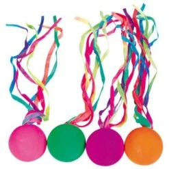 Goki Vollgummiball Mit Neonfarbenen Schleifen, 4 Stück