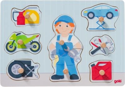 Goki Steckpuzzle Automechaniker 3 Goki Steckpuzzle Automechaniker