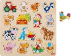 Goki Hintergrundbildpuzzle Hahn, Schwein