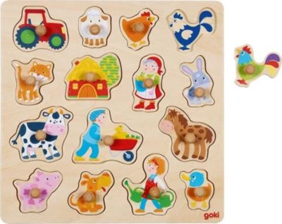 Goki Hintergrundbildpuzzle Hahn, Schwein 3 Goki Hintergrundbildpuzzle Hahn, Schwein