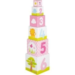 Goki Stapelwürfel / Stapelturm Safari Rosa Mit Name Personalisiert -Goki Verkaufsgeschäft 28687515 02