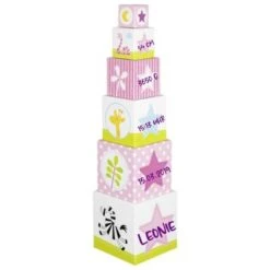 Goki Stapelwürfel / Stapelturm Safari Rosa Mit Name Personalisiert -Goki Verkaufsgeschäft 28687515 04