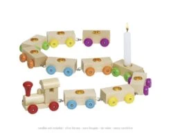 Goki 55985 Geburtstagszug 75 Cm, Holz, Lokomotive + 10 Anhänger