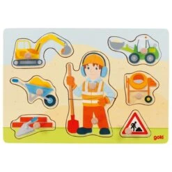 GOKI 57406 Steckpuzzle Bauarbeiter