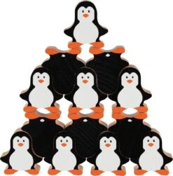 GOKI 58683 Stapelfiguren Pinguine 4,0 X 1,5 X 4,2 Cm, Holz, 18 Teile