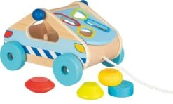 GOKI 58718 Sort Box Auto Zum Hinterherziehen 18 X 14 X 11,5 Cm (Box), Holz, 4 Klötze