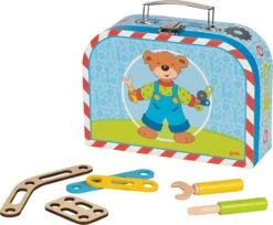 GOKI 58737 Fahrzeug-Baukasten Im Koffer 25 X 8,5 X 19 Cm, 59 Teile, Holz, Kunststoff