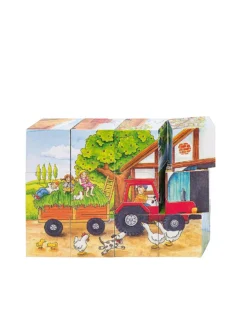 GOKI, Würfelpuzzle - Jahreszeiten Bauernhof